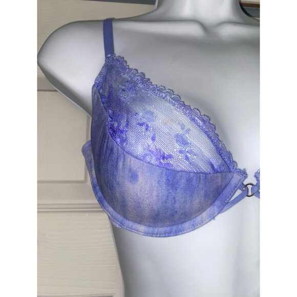 Lace Trimmed Lavender Mesh Underwire Bra - Picture 2 of 4